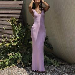 Hnewly  Knitted Elegant Women Long Backless Wrap Sexy Club Evening Party Dress Beach Party Summer Holiday Fashion Dress