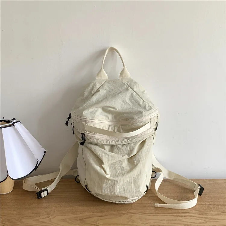 Hnewly  Women's Waterproof Nylon Backpack Lightweight Travel Leisure Fashion Large Capacity Sport Gym Bag With Zipper