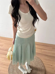 Hnewly  Skirts Women Elegant Polka Dot Vintage Sweet Spring Summer New Temperament Long Skirt Female Chic Casual Fashion