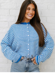 Hnewly  Stripe Women's Cardigan O-neck Single Breasted Full Sleeve Casual Loose Female Knit Cardigan Autumn Cozy Fashion Lady Coat