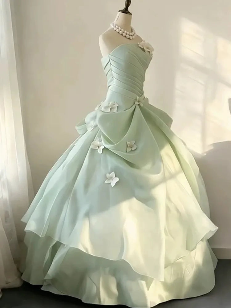 Hnewly  Sen Style Evening Gown Strapless Slimming Adult Gift Princess Dress Birthday Party Host Performance Dress