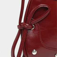 Hnewly  Premium Double Bow PU Leather Underarm And Crossbody Bag Woman Luxury Small Square Designer Handbag Female  Versatile Style Y2k