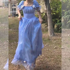 Hnewly  France Fairy Sweet Dress Women Vintage Evening Party Midi Dresses Casual Designer Chic Princess Retro White Dress