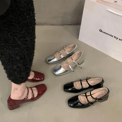 Lunivop  Square Toe Thick Heel Women Mary Jane Shoes Fashion Shallow Buckle Strap Shoes Spring Female Elegant Dress Leather Pumps