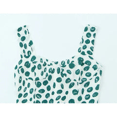 Lunivop  Women's French Retro Dot Print Midi Dress Sleeveless A-line Holiday Summer  Slit Dress for Daily Wear