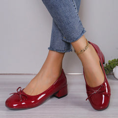 Hnewly Shoes Women Pumps Platform Heels Women Round Toe Bow-knot Sweet Ballet Shoes Office Woman Mary Jane Shoes Zapatos De Mujer