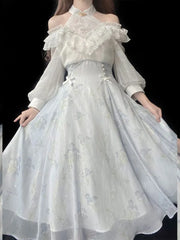  Summer  Even Party Formal Dress Office Lady French Elegant Vintage Midi Dress Women Floral Lolita One Piece Dress Korean