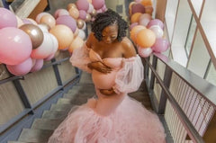 Hnewly  New Pink Tulle Mermaid Fitted Strapless Sweetheart Pregnacy Gown Maternity Dress Photography Prop Gowns Pregnant Woman Dress