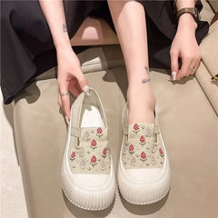 Hnewly  Comfortable and Elegant Canvas Shoes for Women Spring Autumn Designer Luxury Offer Walking Daily Routine Woman Footwear On Sale