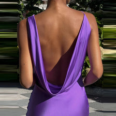 Hnewly  Cocktail Party Backless New Dress Casual Women's Off Shoulder Slim Fit Long Dress Summer Sleeveless Camisole Holiday Dress
