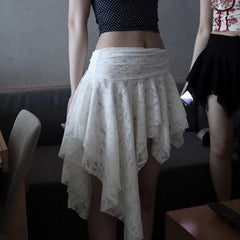 Hnewly Lace Skirts Women Summer Clothing Soft 2000s Vintage Clothing Streetwear Y2k Trendy Boho Style Loose Ladies Party