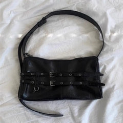 Hnewly  Hot Girl Vintage Double Strap Adjustable Shoulder Bag Women Ladies Harajuku Large Tote Purse Motorcycle Handbag Y2K