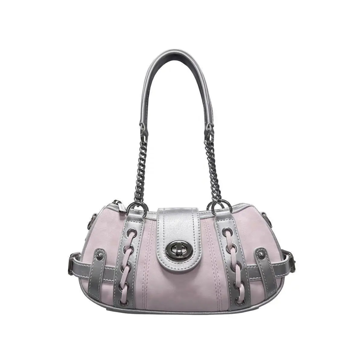 Hnewly  Hot Girls Pink Shoulder Bags Women Versatile Large Capacity Y2k Handbag Ladies Harajuku Aesthetic Patchwork Chain Underarm Bag
