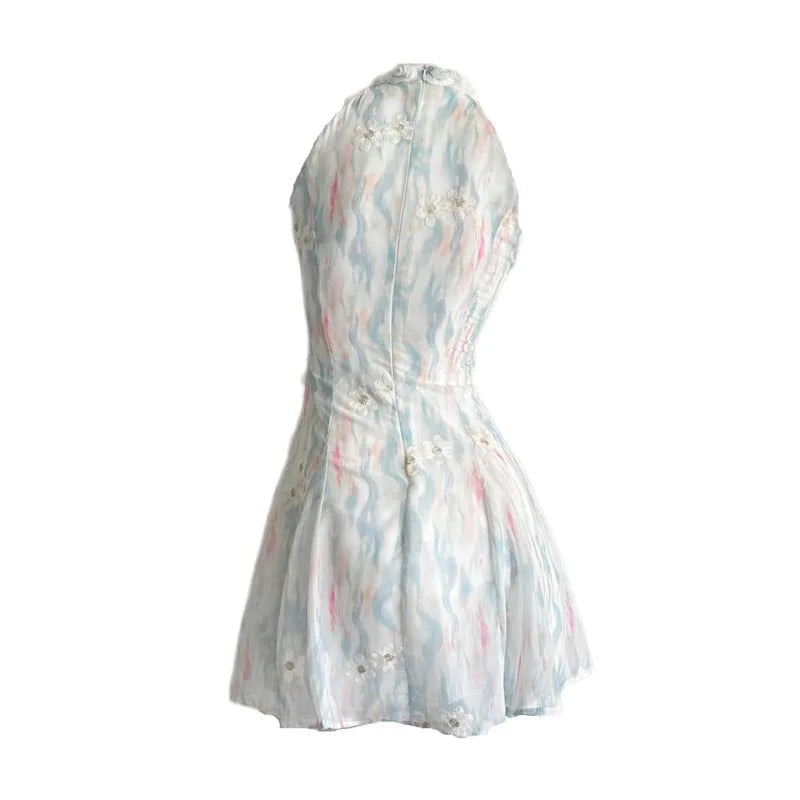 Hnewly Fashion Patchwork Slim Dress Women's Round Neck Sleeveless Casual A Line Dresses 2025 Summer New Tide