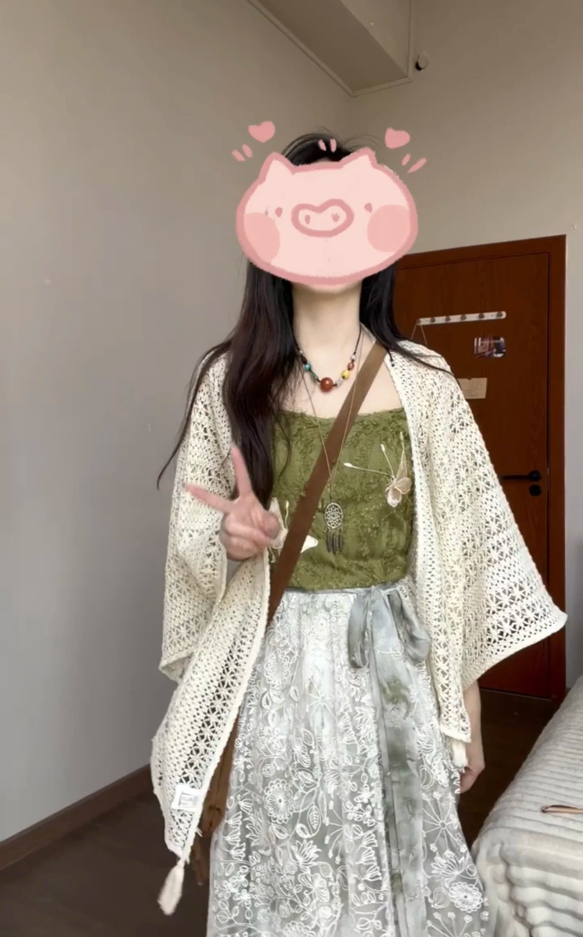 Hnewly Lace Shawl Cardigan Bohemian Tassel Hollowed Out Loose Apricot Top For Women's Summer Vacation Style Sun Protection Cover