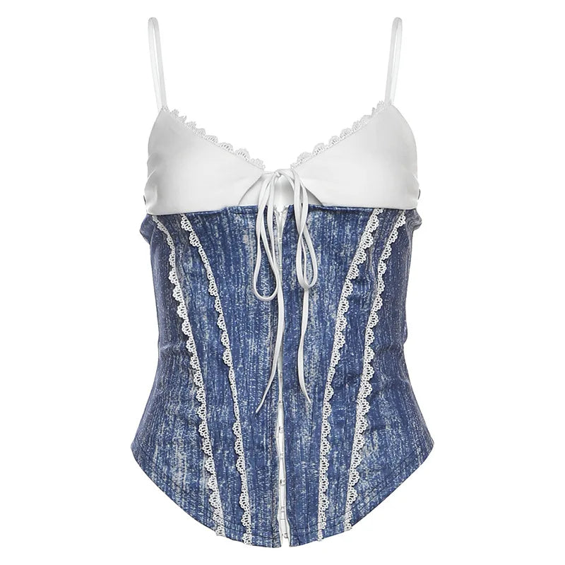 Hnewly Y2K Fashion Corset Vest Women's Summer Sling Backless Heart-shaped Collar Slim Streetwear