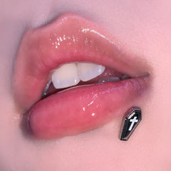 Hnewly  1pc Vampire Coffin Heart Lip Ring Titanium Steel Labret Piercing Jewelry Y2k Cartilage Ear Jewelry Halloween Gift