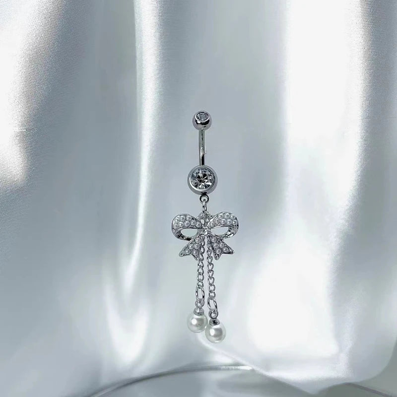Hnewly  1Pc Trendy Sweet Cool Style Stainless Steel 1.6mm Sexy Bow Navel Stud for Cool Girls Unique High Quality Body Piercing Gift