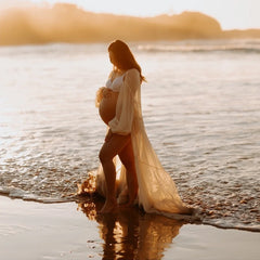 Hnewly  Maternity Gown For Photo Shoot Sexy Transparent Chiffon Beach Robe For Photo Shoot PropsPhotography Dress For Women