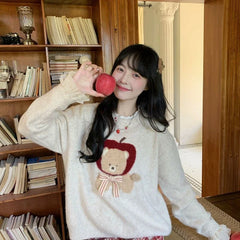 Hnewly  Kawaii Sweaters Cartoon Women Harajuku Sweet Knitted Pullovers Autumn Winter Fashion Oversize Cute Aesthetics Sweaters