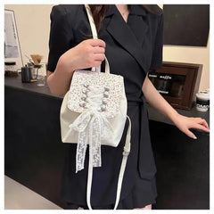 Hnewly  Korean Style Sweet Ballet Backpack Women Large Capacity Bow Tie Rucksack Ladies Student Class Commuter Mochilas Mujer