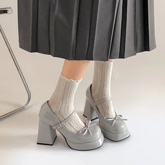 Lunivop  New Women Pumps Elegant Butterfly-knot Shoes Ladies Elegant Thick High Heels Wedding Party Mary Jane Shoes New Spring Shoes