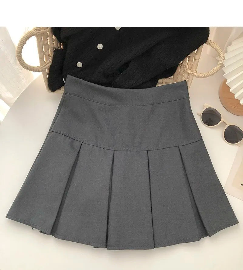 Hnewly Vintage Brown Pleated Skirt Women Spring Summer Korean Style Y2K High Waisted A-line Mini Skirts Preppy Style Girls Causal