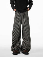 Hnewly  Women's Black Gothic Striped Long Pants Baggy Sweatpants Harajuku Y2k Emo Vintage Oversize Trousers Japanese 2000s Style Clothes