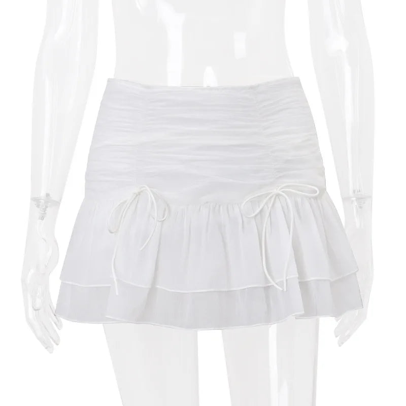 2025 New Preppy Style Sexy Solid Women's Perspective Pleated Mini Skirts Fashion Mini Streetwear Nightclub Summer Short Skirts