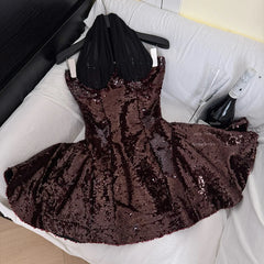Hnewly  Women's Sheer Sleeveless Sequin Bodycon Mini Dress Sexy Sparkly Ruched Mesh Party Going Out Dresses Ball Gown Wine Red Dress