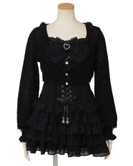 Hnewly  Japanese Sweet Lolita Dress Set Spring New Clothes Sweet Girls Woman Printed Dress and Knitted Top 2-piece Set Outfit