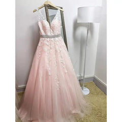 Hnewly  Pink Shoulder V-neck Sleeveless Embroidered Decal With Bright Diamond Toast Dress Fish Tail A Edition Evening Dress Customized
