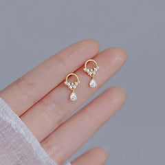 Lunivop  New Fashion Sweet Heart Red Drop Earrings for Women Korean Crystal Long Chain Tassel Earrings Party Wedding Jewelry Brincos