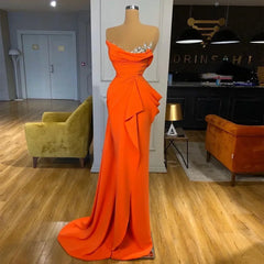 Lunivop  Elegant Orange Mermaid prom Dresses V neck chiffon Long Vestidos Charming Evening Dresses Formal Party Gown robe de soiree