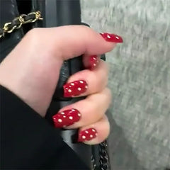 Hnewly 24pcs Detachable Short Press on Nails Y2k rhinestone False Nails with Glue Ballet Sweet Cool Girls Artificial False Nails Tips