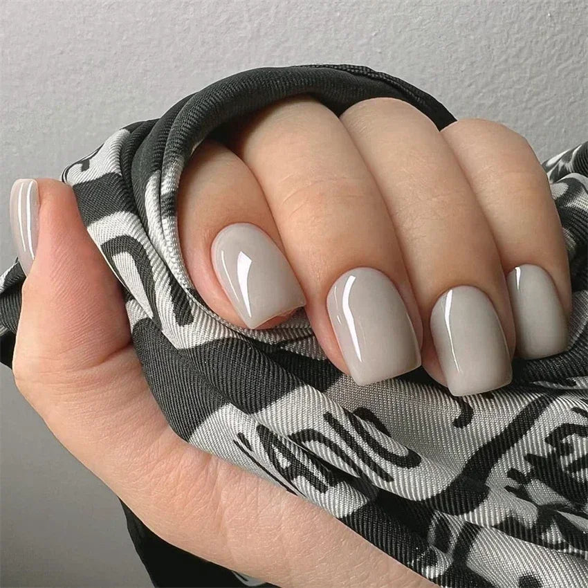 Hnewly 24pcs Artificial Nail Art Fake Nails Full Coverage Removable Ballet Short Press On Nails tips Chips Waterproof Solid Colour set