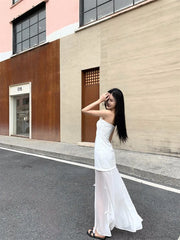 Hnewly  Sleeveless Dresses Women Bow Patchwork O Neck Vintage Mesh Summer Fashion Elegant Dress Party Female Casual Chic