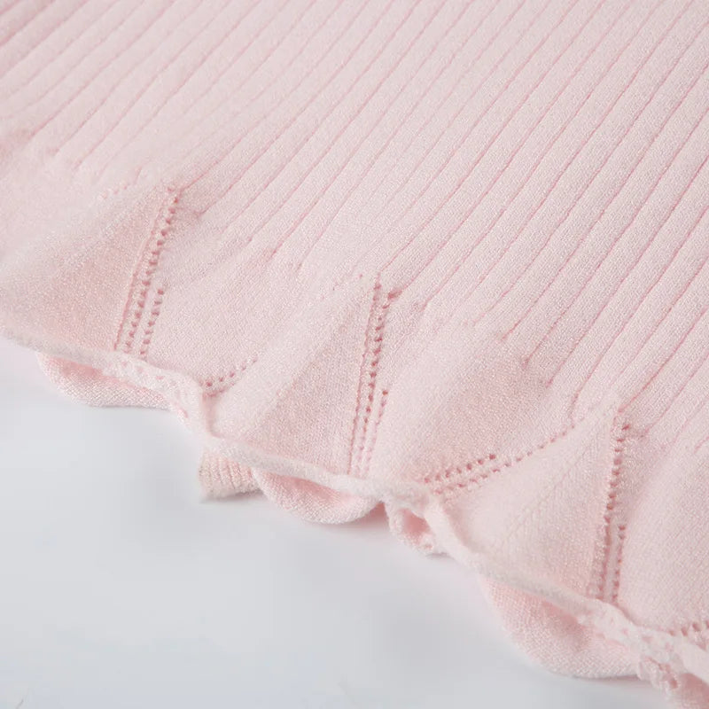 Hnewly Fairycore Clothing Top y2k Women Ruffle Lace Patchwork Long Sleeve Knitted T Shirt 2000s Coquette Clothes Streetwear