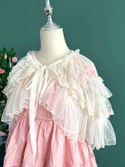 Hnewly  Lolita Cardigans Shirt Summer Women Sunscreen Shawl Blouse OP All-match Elegant Lace Ruffles Cloak Shawl Top