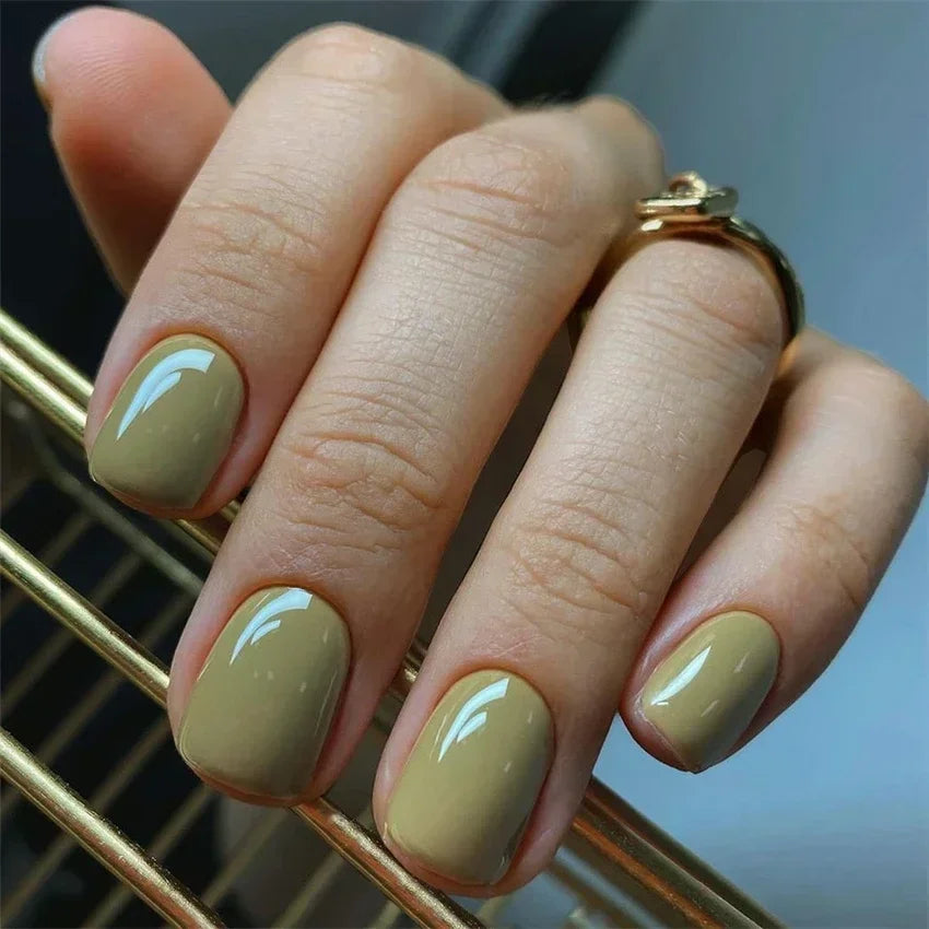 Hnewly 24pcs Artificial Nail Art Fake Nails Full Coverage Removable Ballet Short Press On Nails tips Chips Waterproof Solid Colour set