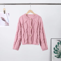 Hnewly  Casual Knitted Loose Cardigan Women Solid Long Sleeve O-neck SIngle Breasted Sweater Female Autumn Fashion Sweaters Lady