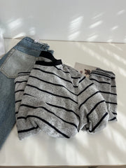 Hnewly  Large Size Striped Long Sleeved T-shirt Women Spring Autumn 2024 Loose O-neck Soft Thickened Tops Korean Version Versatile Tee