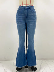 Hnewly  Women Classic Style Washed Casual and Versatile Jeans Fashion Retro Commuted Slimming Wide-Leg Straight Trousers