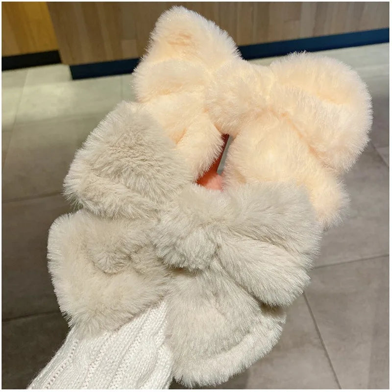 Hnewly cute winter outfits Autumn/Winter Large Plush Hairbows Girls Hair Accessori Women Fashion Soft Warm Bowknot Hair Clips Hairpin Pretty Accessories