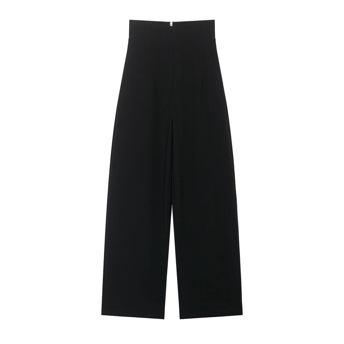 Hnewly  Women's Long Pants Spring New Style Solid Color Zipper Decor High-Waist Pants Commuting Fashion Casual Personalized