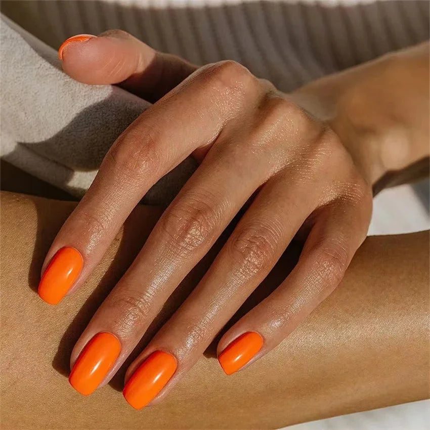 Hnewly 24pcs Artificial Nail Art Fake Nails Full Coverage Removable Ballet Short Press On Nails tips Chips Waterproof Solid Colour set