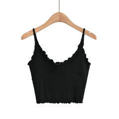 Hnewly  Summer clothes for women fashion cami top casual white crop top women designer clothes cute tops ruched edge black top seam