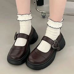 Hnewly Chunky Loafers Shoes autumn Women Japanese Style Slip On brown Lolita Shoes Women Fashion Thick Sole Round Toe Uniform Shoe