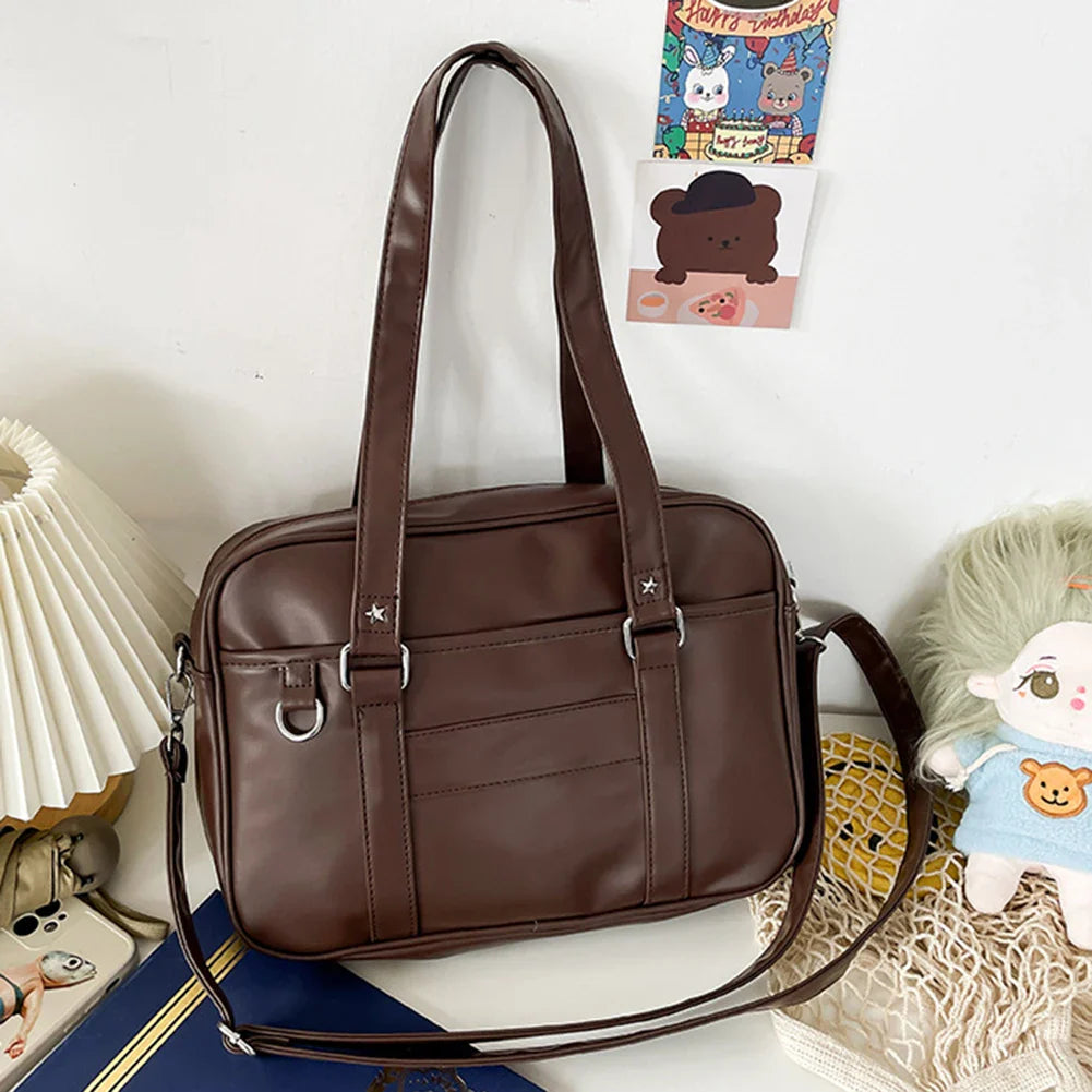 Hnewly Japanese School Handbag with Adjustable Strap Kawaii Shoulder Bag with Zipper Closure Crossbody Bag Underarm Bag Messenger Bag
