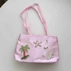 Hnewly  Patchwork Embroidery Luxury Exquisite Women's Handbags Korean Sweet Y2k Aesthetic Clutches Fashion Purses Casual Top-Handle